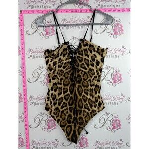 Wanna this bodysuit lace up corset Leopard Print Lace-Up Bodysuit - Black & Tan